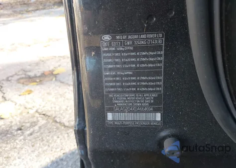 2013 Land Rover Lr4 из США, поврежденный, VIN SALAG2D4XDA664694